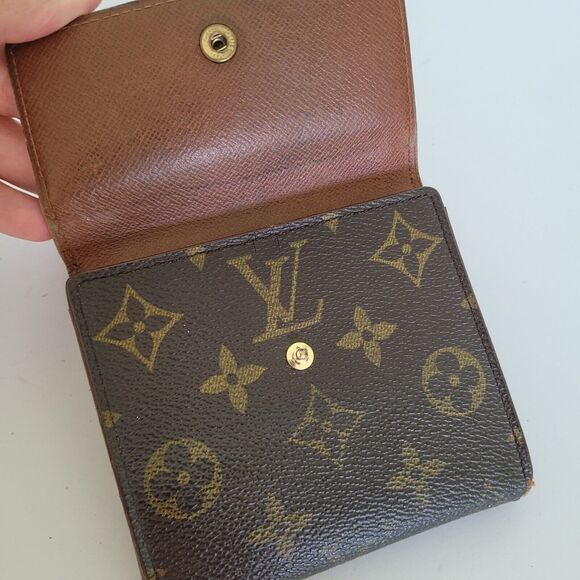 LOUIS VUITTON LV Vintage 1995 Monogram Leather Wallet Brown Medium Trifold Elise - Picture 9 of 13